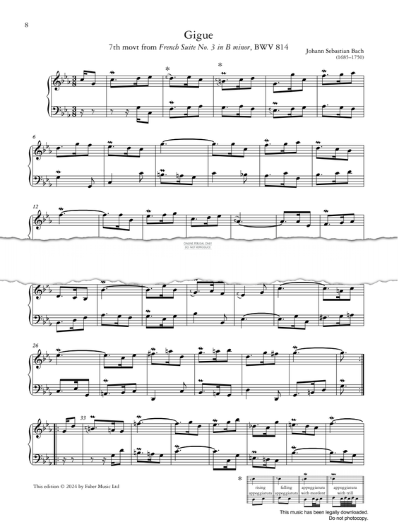 Produktgalerie: Seite 1 von 1 Gigue (7th movt from French Suite No. 3 in B minor, BWV 814), Johann Sebastian Bach, Klavier