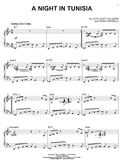 Product gallery: Page 1 of 1 A Night In Tunisia (arr. Brent Edstrom), Dizzy Gillespie
