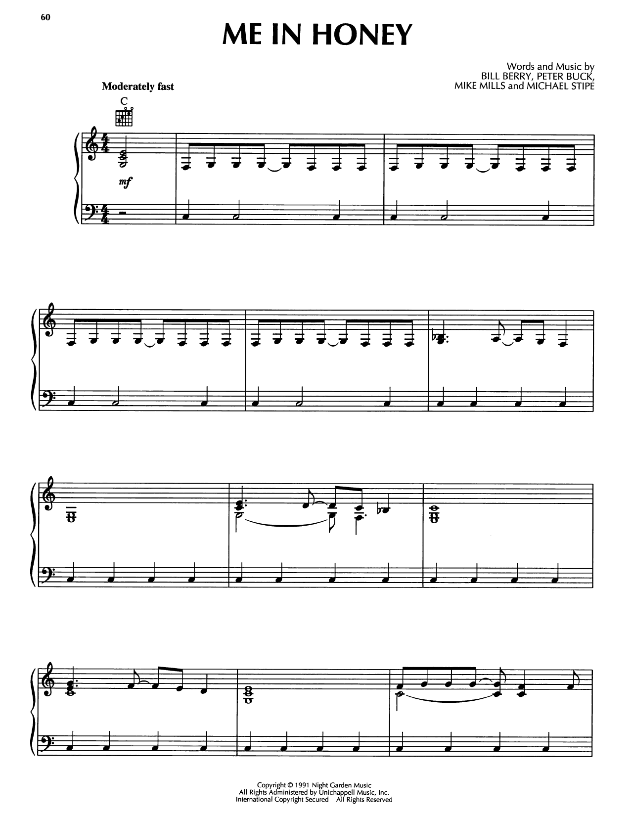 Produktgalerie: Seite 1 von 1 Me In Honey, R.E.M., Gesang, Gitarre, Klavier