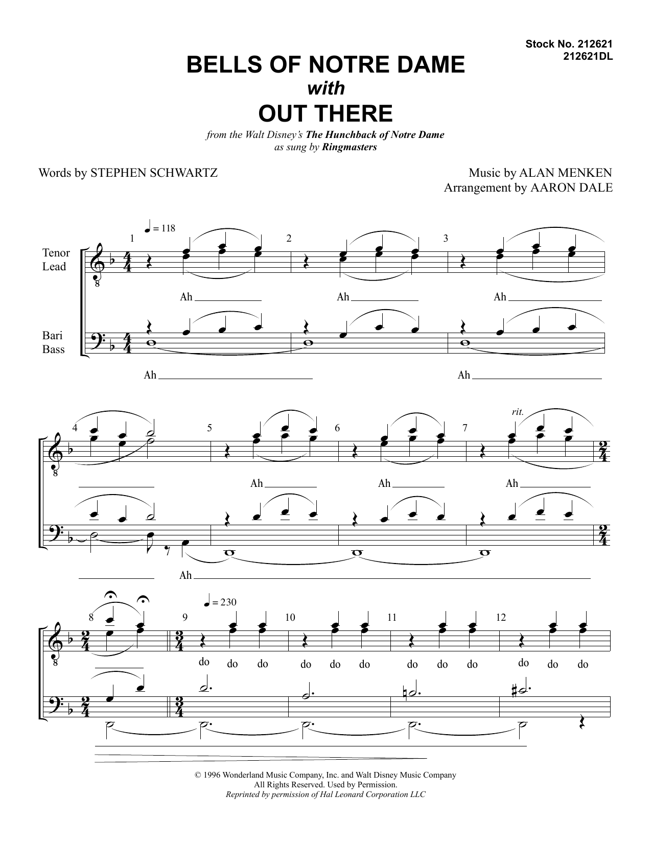 Product picture to: The Bells Of Notre Dame (with Out There) (arr. Aaron Dale)