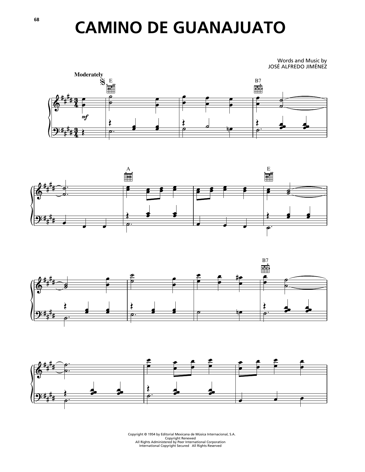 Produktgalerie: Seite 1 von 1 Camino De Guanajuato, Jose Alfredo Jimenez, Gesang, Gitarre, Klavier