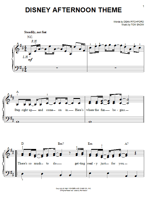 Product picture to:  Disney Afternoon Theme - Dean Pitchford