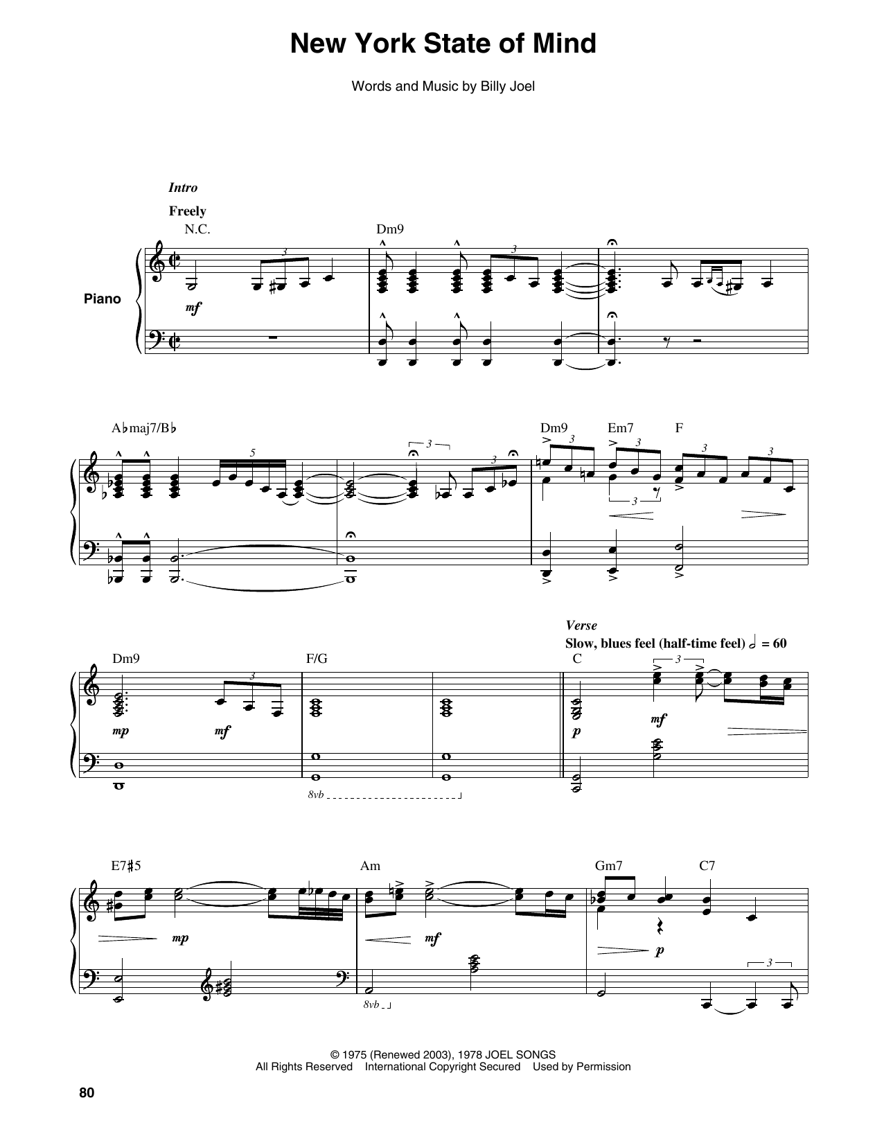 Produktgalerie: Seite 1 von 1 New York State Of Mind, Billy Joel, Keyboard