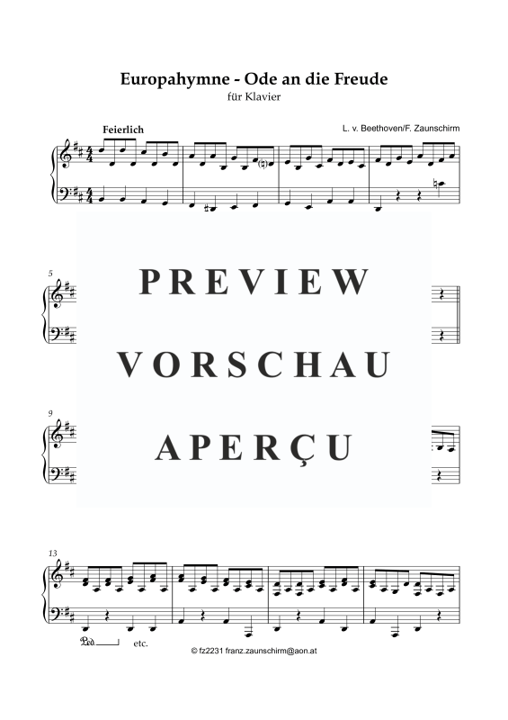 Produktgalerie: Seite 2 von 3 Europahymne - Ode an die Freude, , Klavier Solo