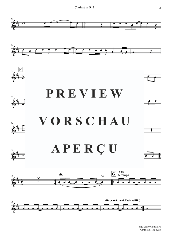 Produktgalerie: Seite 10 von 11 Crying In The Rain, A-Ha, (Klarinetten Trio + Klavier)