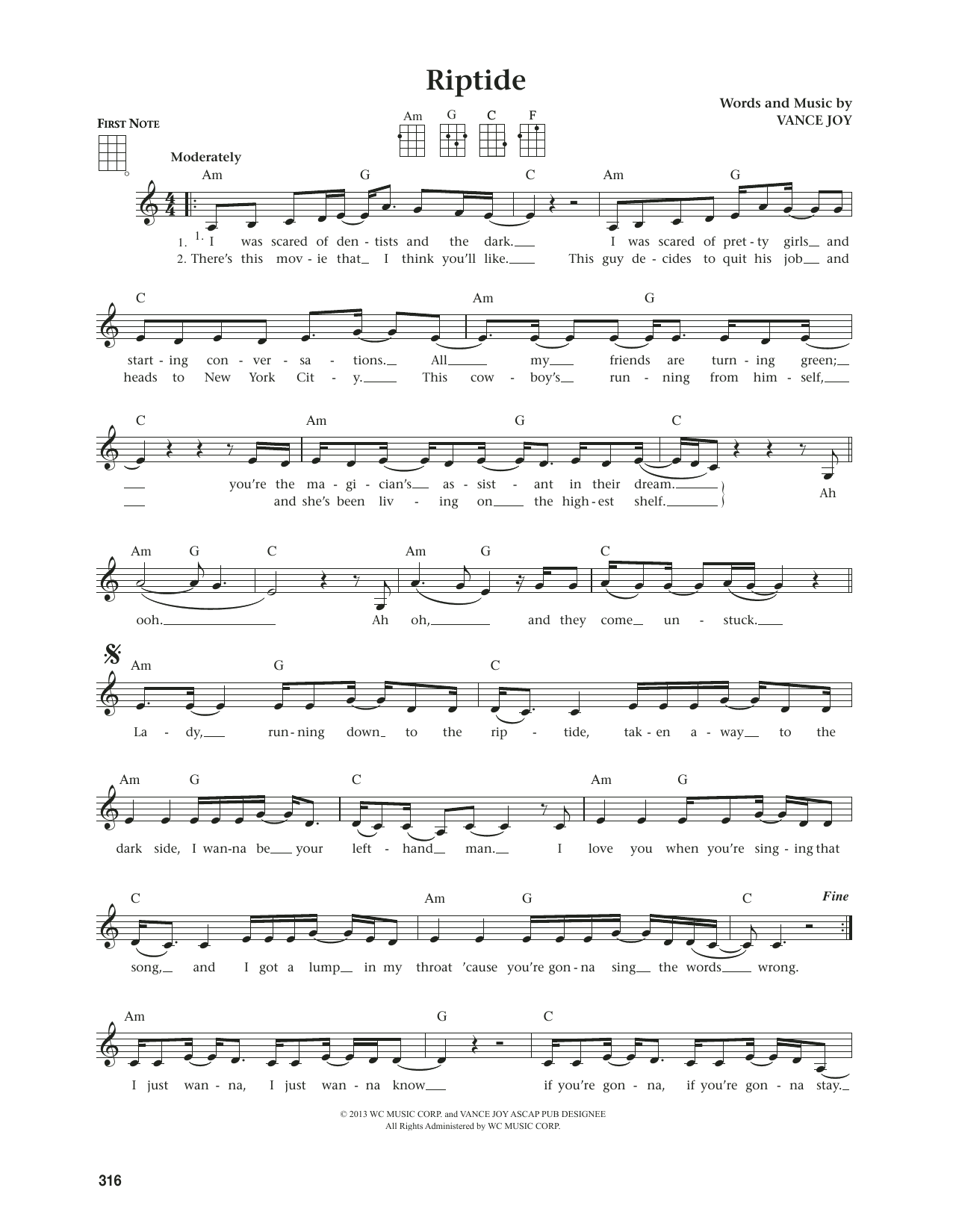 Product gallery: Page 1 of 1 Riptide (from The Daily Ukulele) (arr. Jim Beloff), Vance Joy