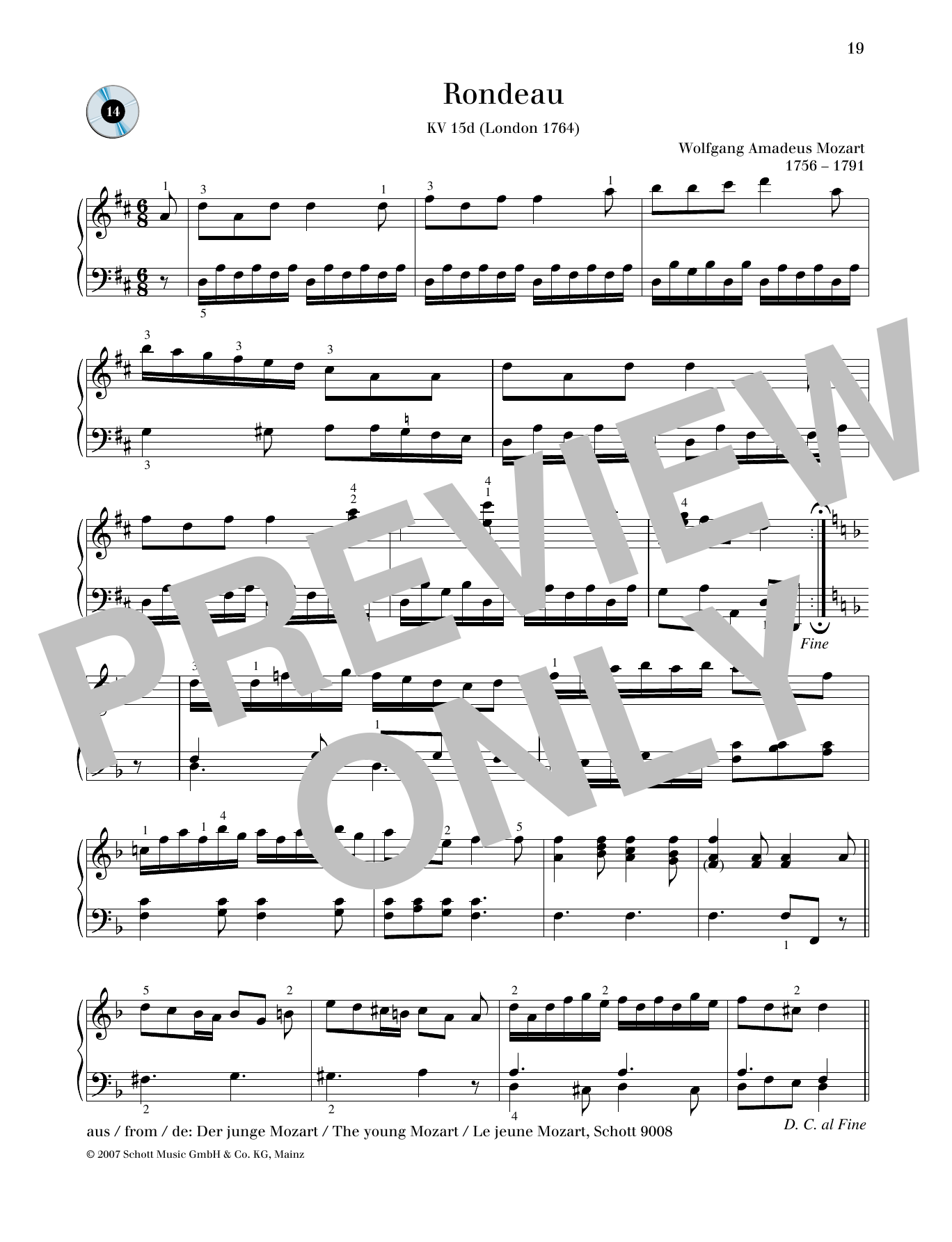 Product gallery: Page 1 of 1 Rondeau D major, Wolfgang Amadeus Mozart