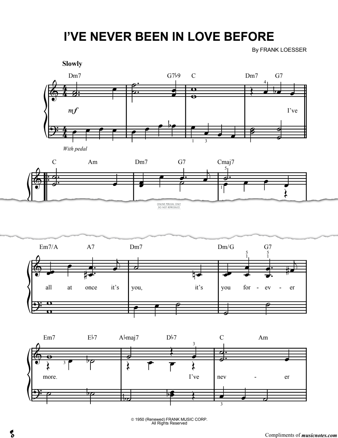 Produktgalerie: Seite 1 von 1 I've Never Been In Love Before, Frank Loesser, Gesang, Gitarre, Klavier