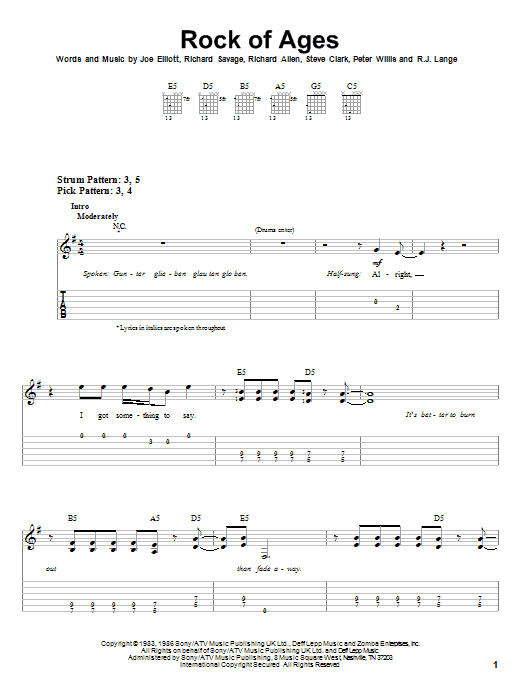 Produktgalerie: Seite 1 von 1 Rock Of Ages, Def Leppard, Gitarre