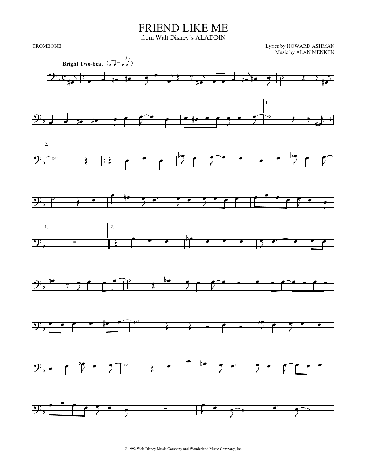 Product gallery: Page 1 of 1 Friend Like Me (from Aladdin), Alan Menken & Howard Ashman