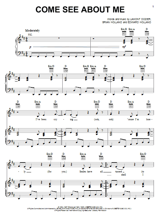 Produktgalerie: Seite 1 von 1 Come See About Me, The Supremes, Gesang, Gitarre, Klavier