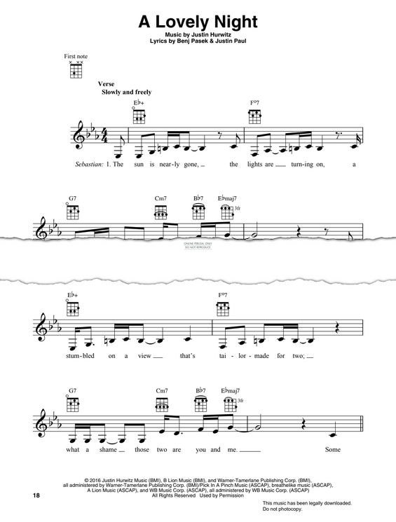 Product gallery: Page 1 of 1 A Lovely Night, Justin Hurwitz