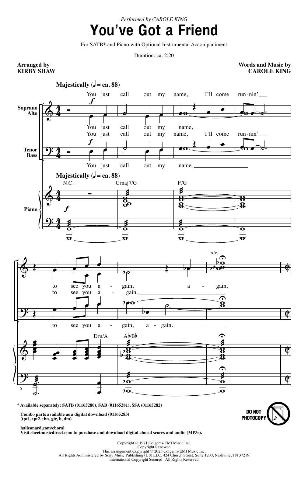 Produktbild zu: You've Got A Friend (arr. Kirby Shaw)