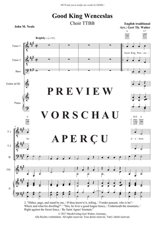 Produktgalerie: Seite 2 von 3 Good King Wenceslas , , (Männerchor TTB + Klavier/Git. optional)