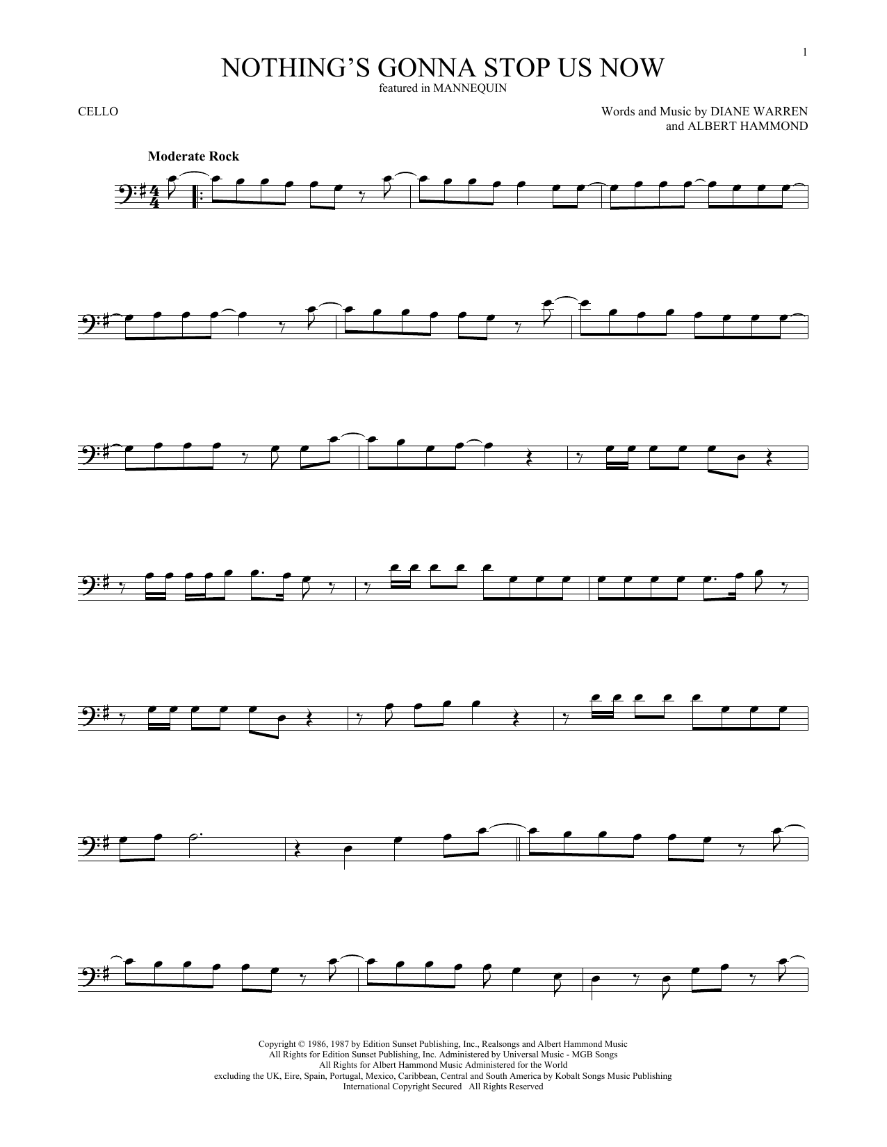 Produktgalerie: Seite 1 von 1 Nothing's Gonna Stop Us Now, Starship, Violoncello