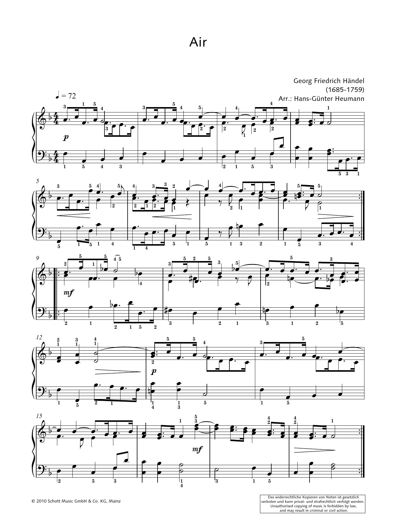 Product gallery: Page 1 of 1 Air, George Frideric Handel