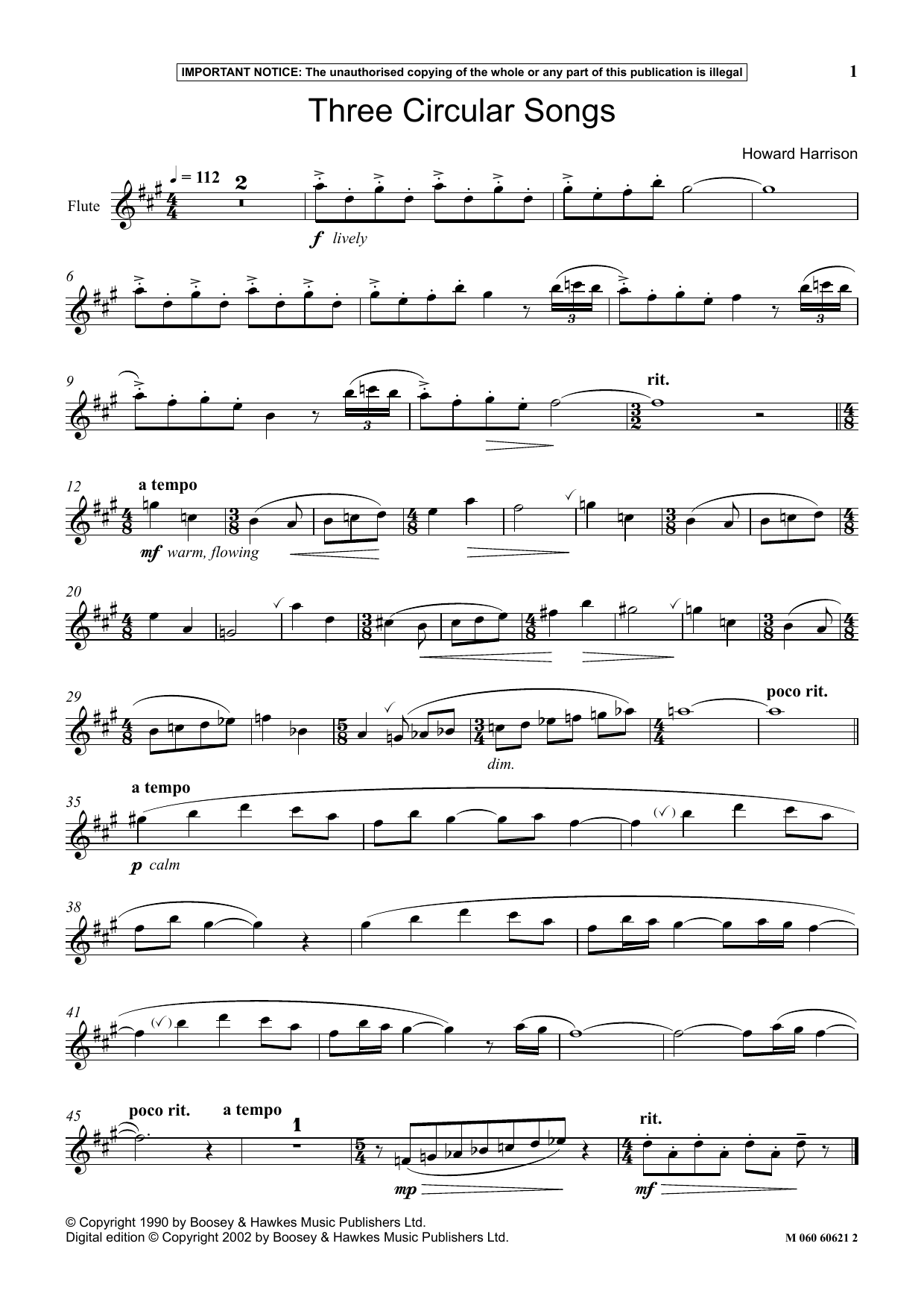 Product gallery: Page 1 of 1 Three Circular Songs, Howard Harrison