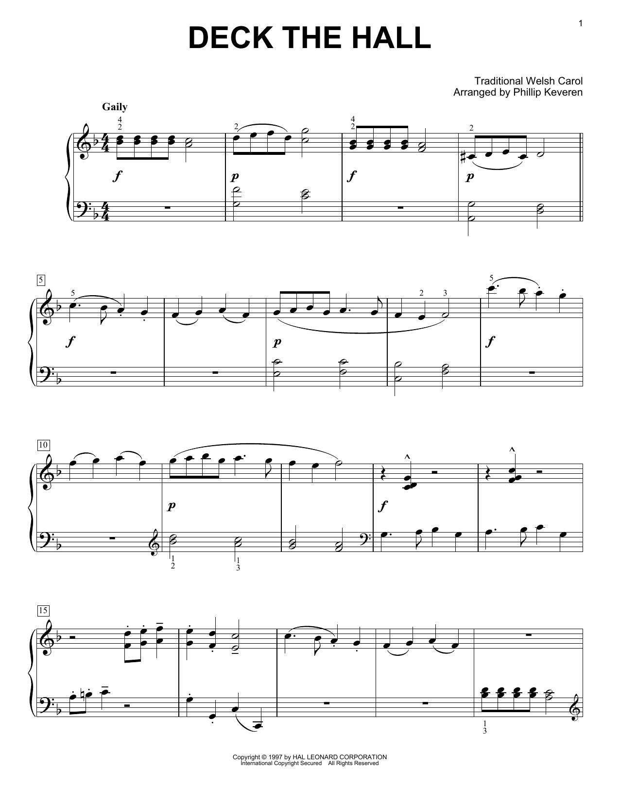Produktgalerie: Seite 1 von 1 Deck The Hall (arr. Phillip Keveren), Traditional Welsh Carol, Klavier