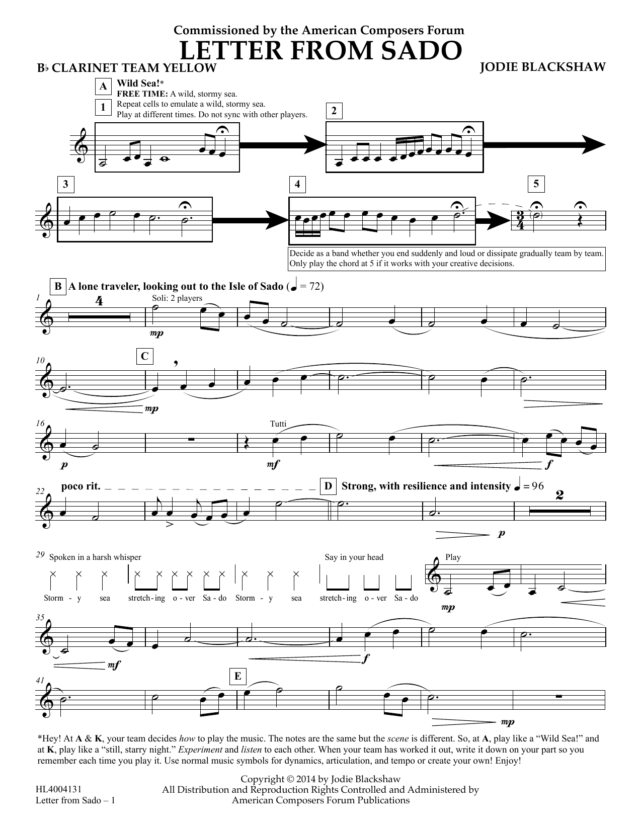 Product picture to: Letter from Sado - Bb Clarinet Team Yellow