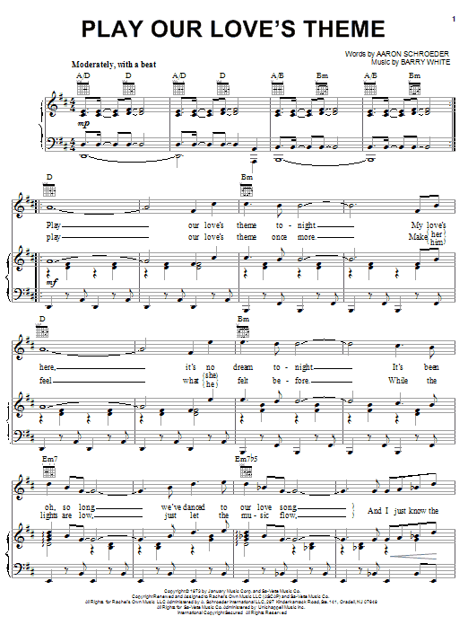Produktgalerie: Seite 1 von 1 Play Our Love's Theme, Barry White, Gesang, Gitarre, Klavier