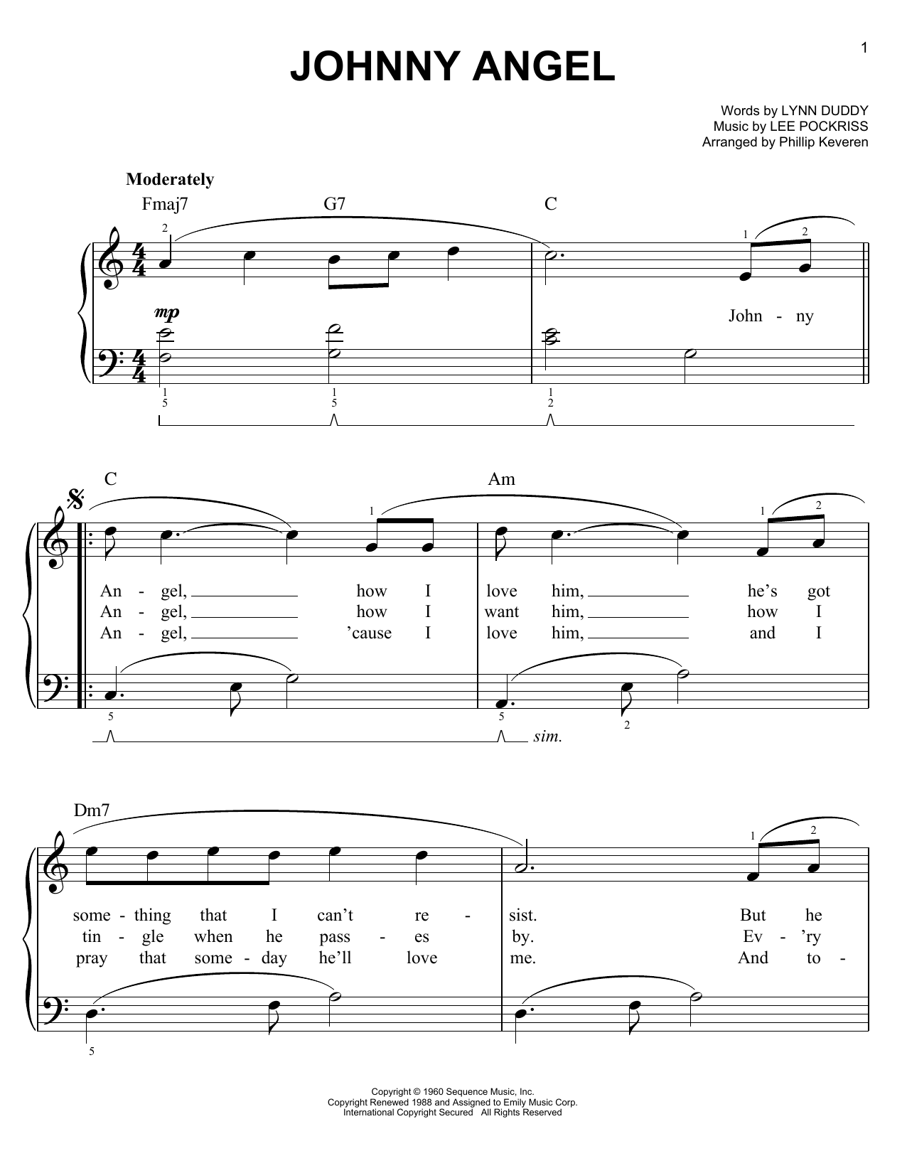 Produktbild zu: Johnny Angel (arr. Phillip Keveren)