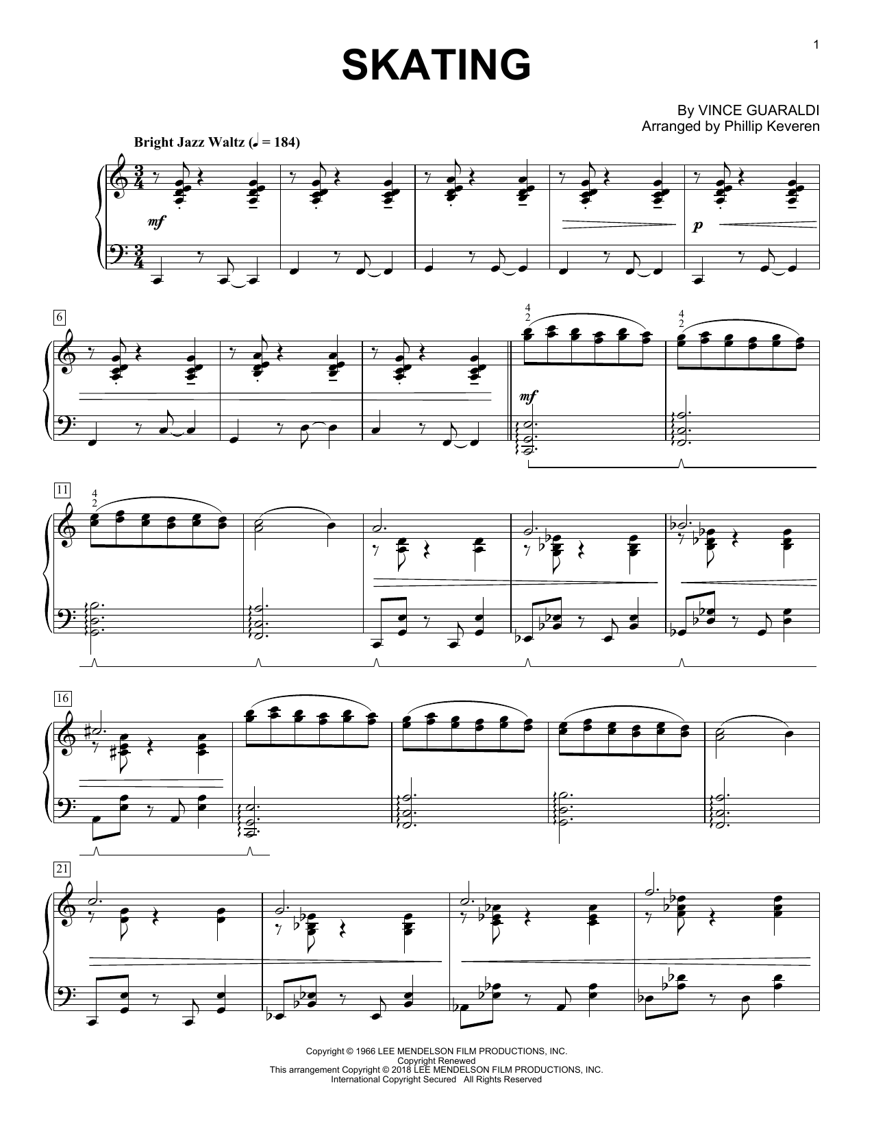 Product picture to: Skating (from A Charlie Brown Christmas) (arr. Phillip Keveren)