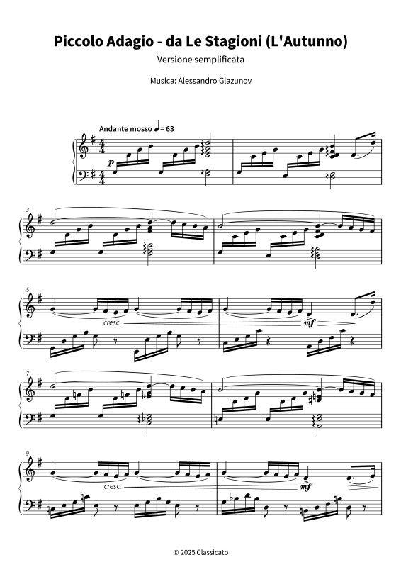 Product gallery: Page 1 of 6 Piccolo Adagio - Versione semplificata, , Piano Solo