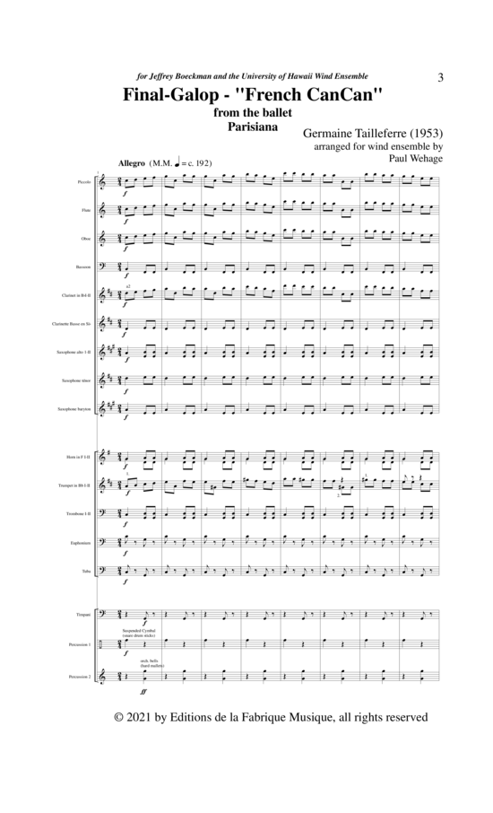 Product picture to: Final : Galop French Cancan from Parisians Germaine Tailleferre/Paul Wehage