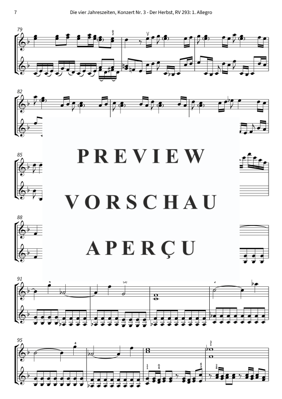 Produktgalerie: Seite 9 von 10 Die vier Jahreszeiten, Konzert Nr. 3 - Der Herbst - 1. Allegro, The Twiolins, (Duett 2x Vioine)