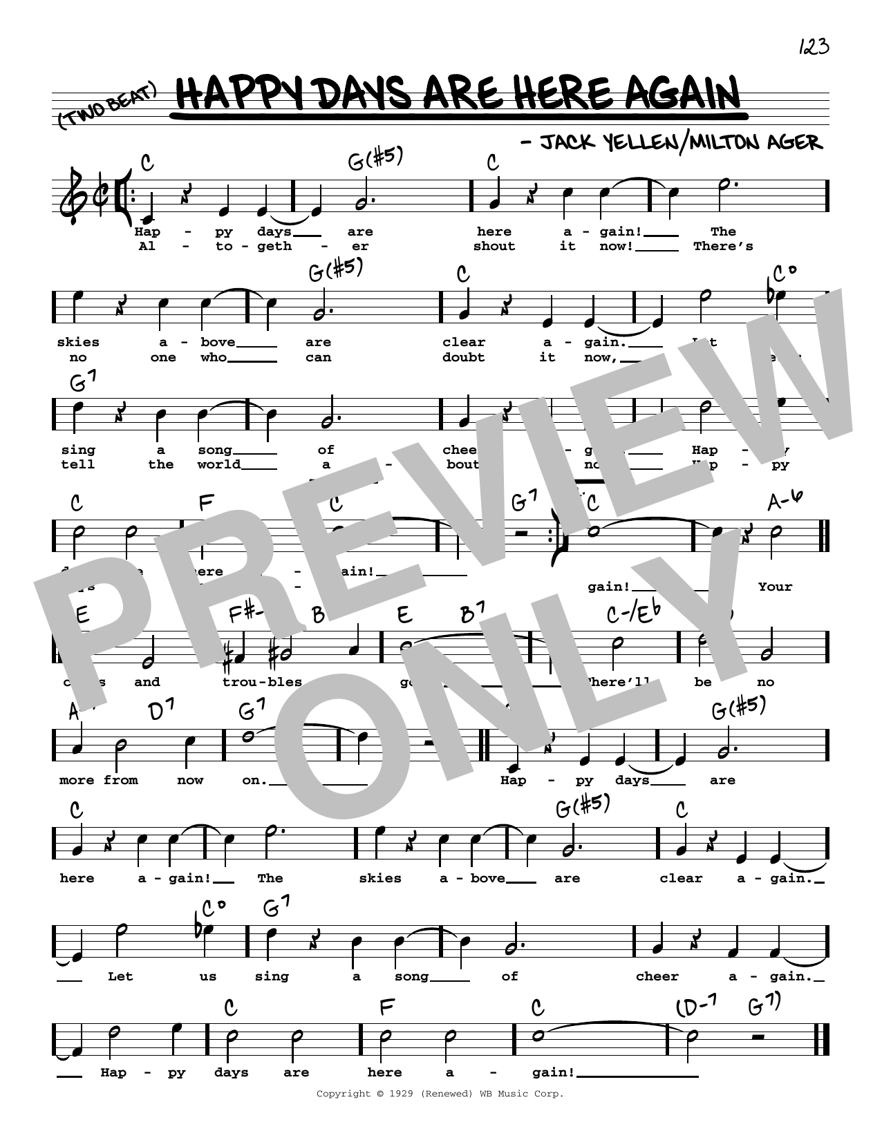 Produktbild zu: Happy Days Are Here Again (High Voice) (from Chasing Rainbows)