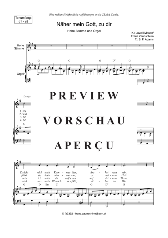 Product picture to: Näher mein Gott zu dir Lowell Mason