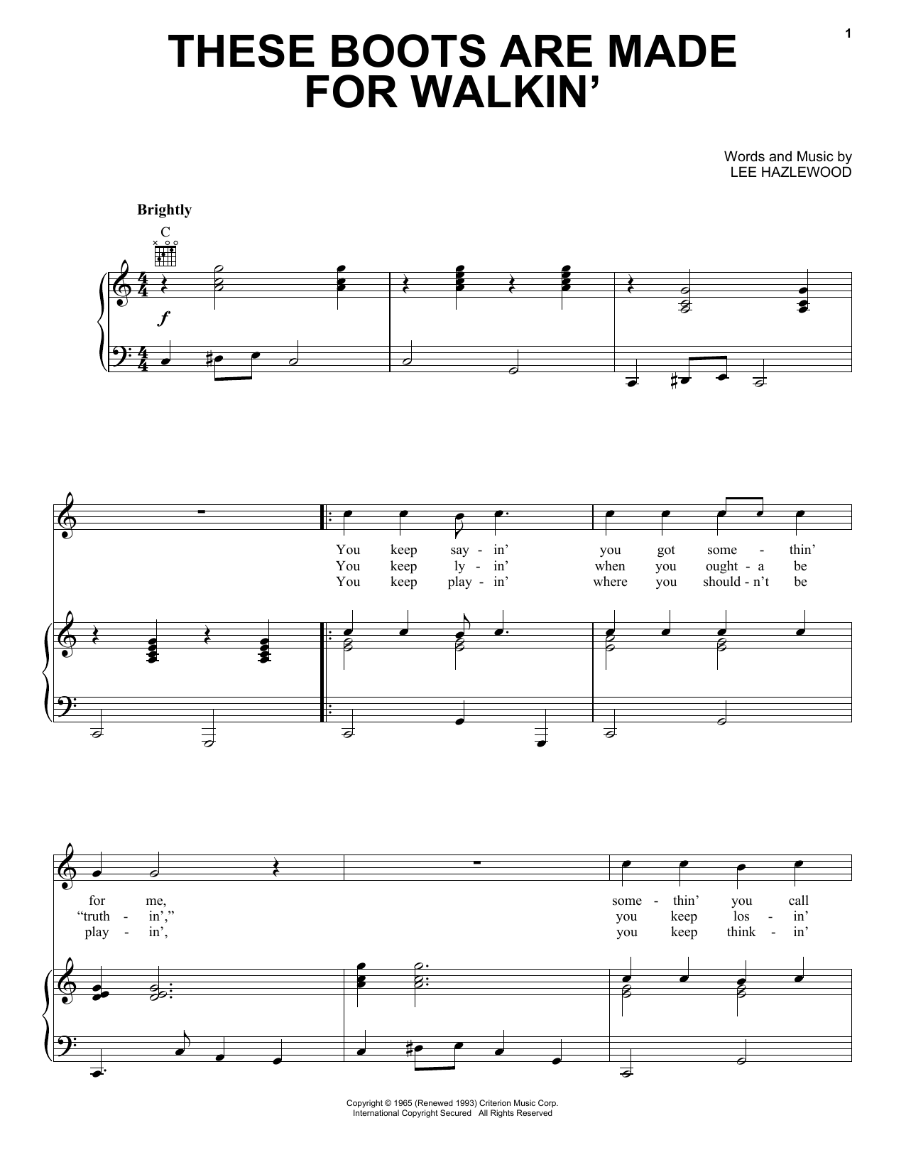 Produktgalerie: Seite 1 von 1 These Boots Are Made For Walkin', Nancy Sinatra, Gesang, Gitarre, Klavier