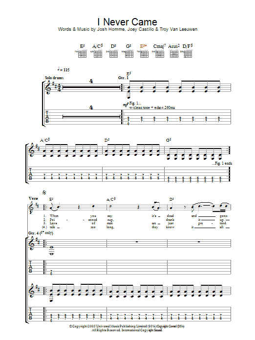 Produktgalerie: Seite 1 von 1 I Never Came, Queens Of The Stone Age, Gitarre