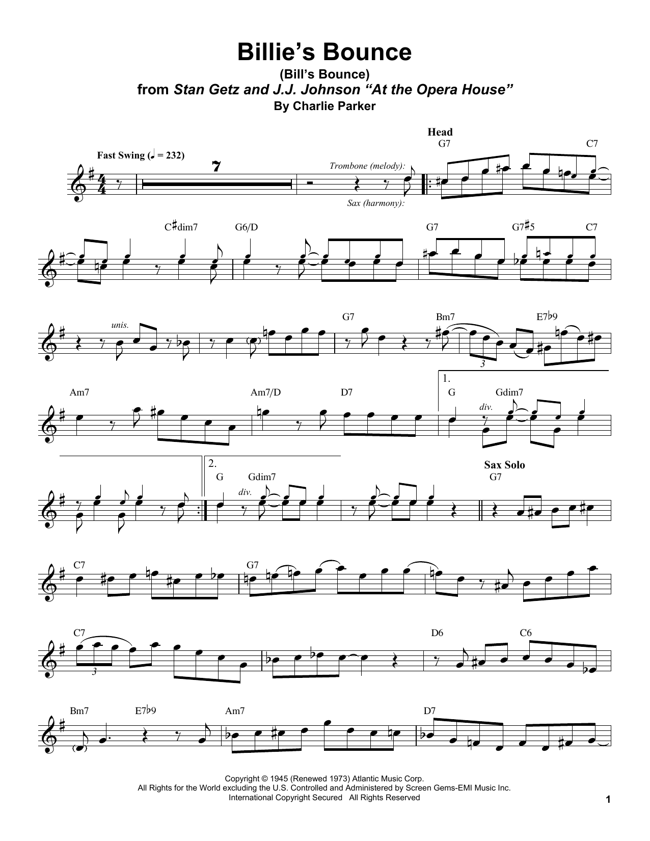 Product gallery: Page 1 of 1 Billie's Bounce (Bill's Bounce), Stan Getz