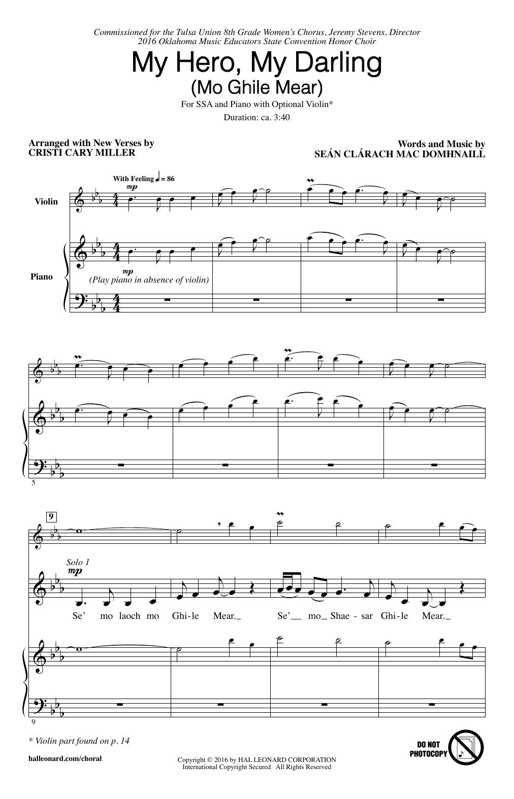 Produktgalerie: Seite 1 von 1 My Hero, My Darling (Mo Ghile Mear), Cristi Cary Miller, Chor