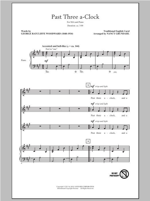 Produktgalerie: Seite 1 von 1 Past Three A Clock, Nancy Grundahl, Chor