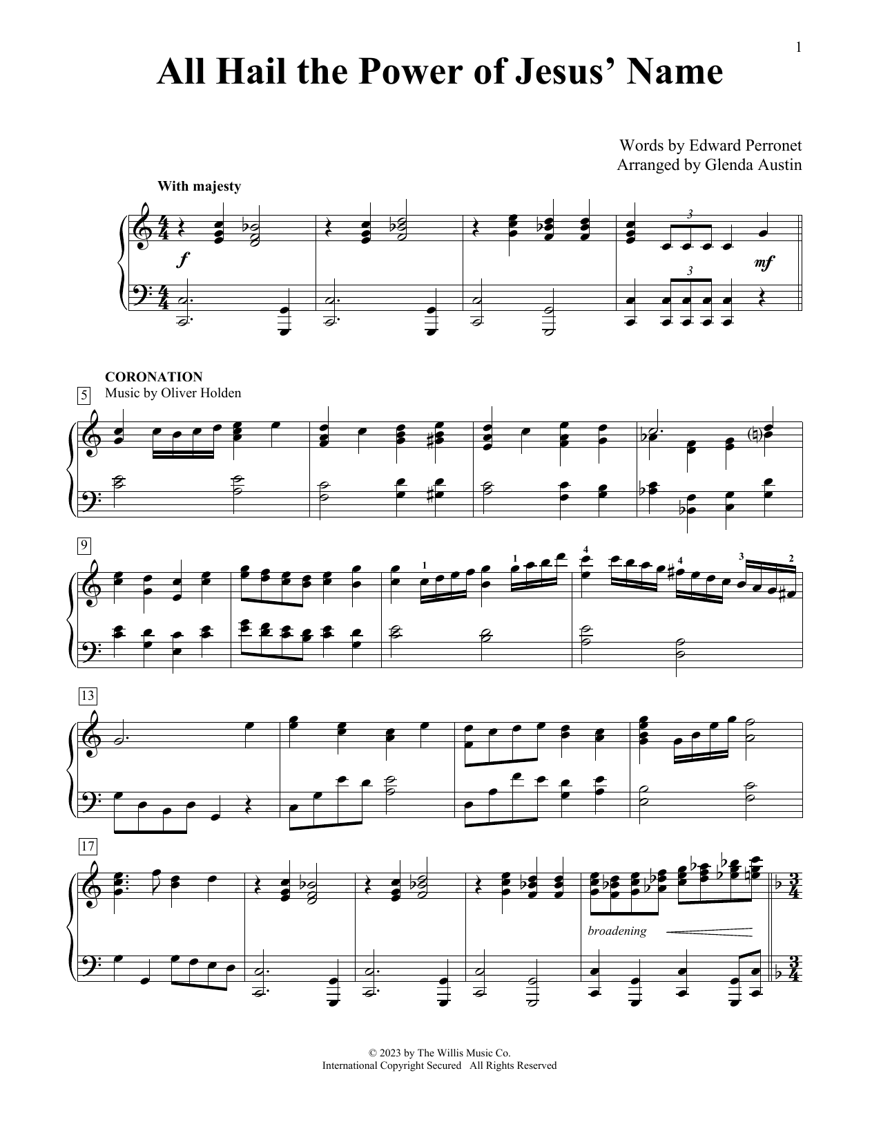 Product picture to: All Hail The Power Of Jesus' Name (arr. Glenda Austin)
