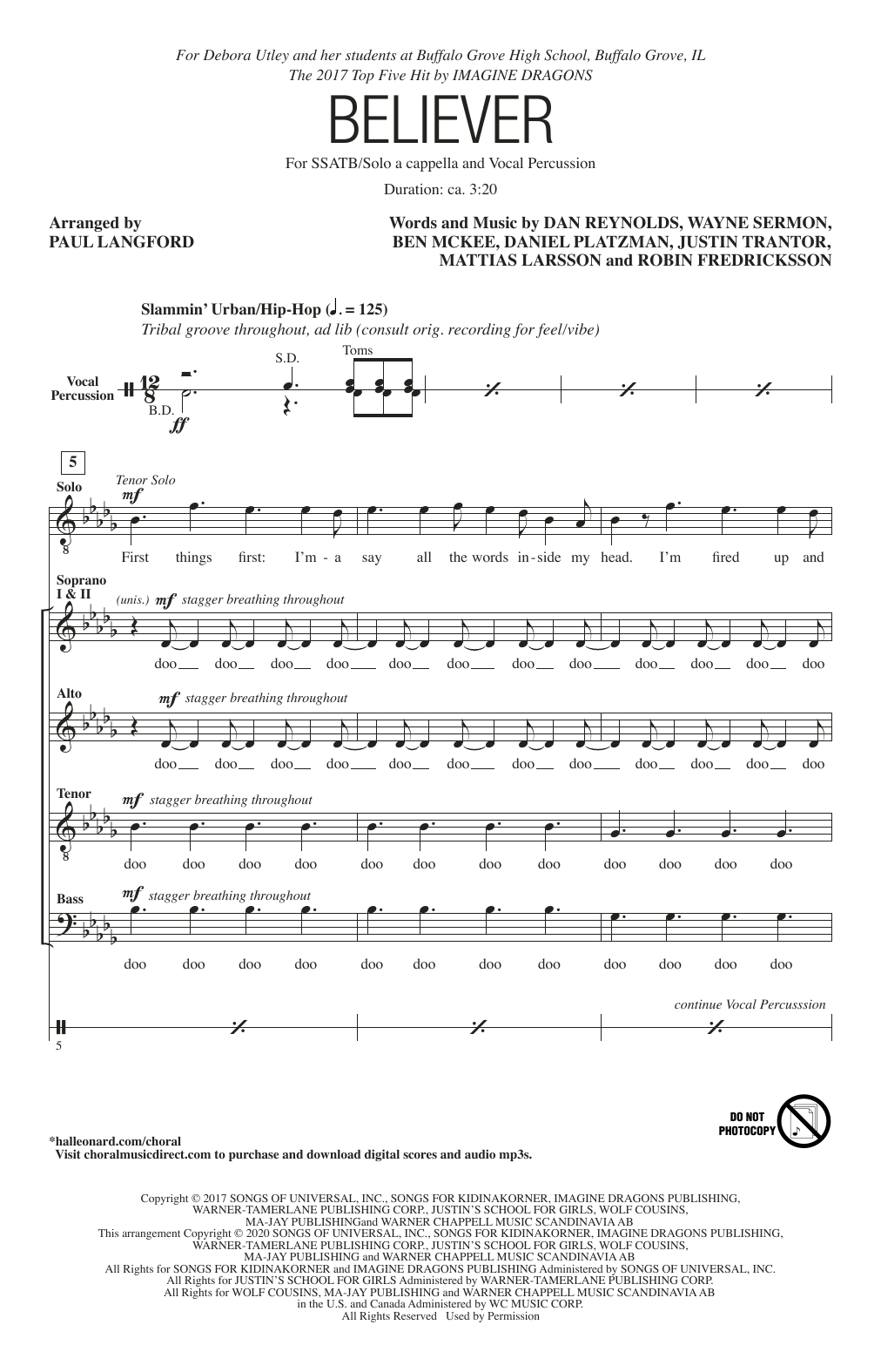 Produktbild zu: Believer (arr. Paul Langford)