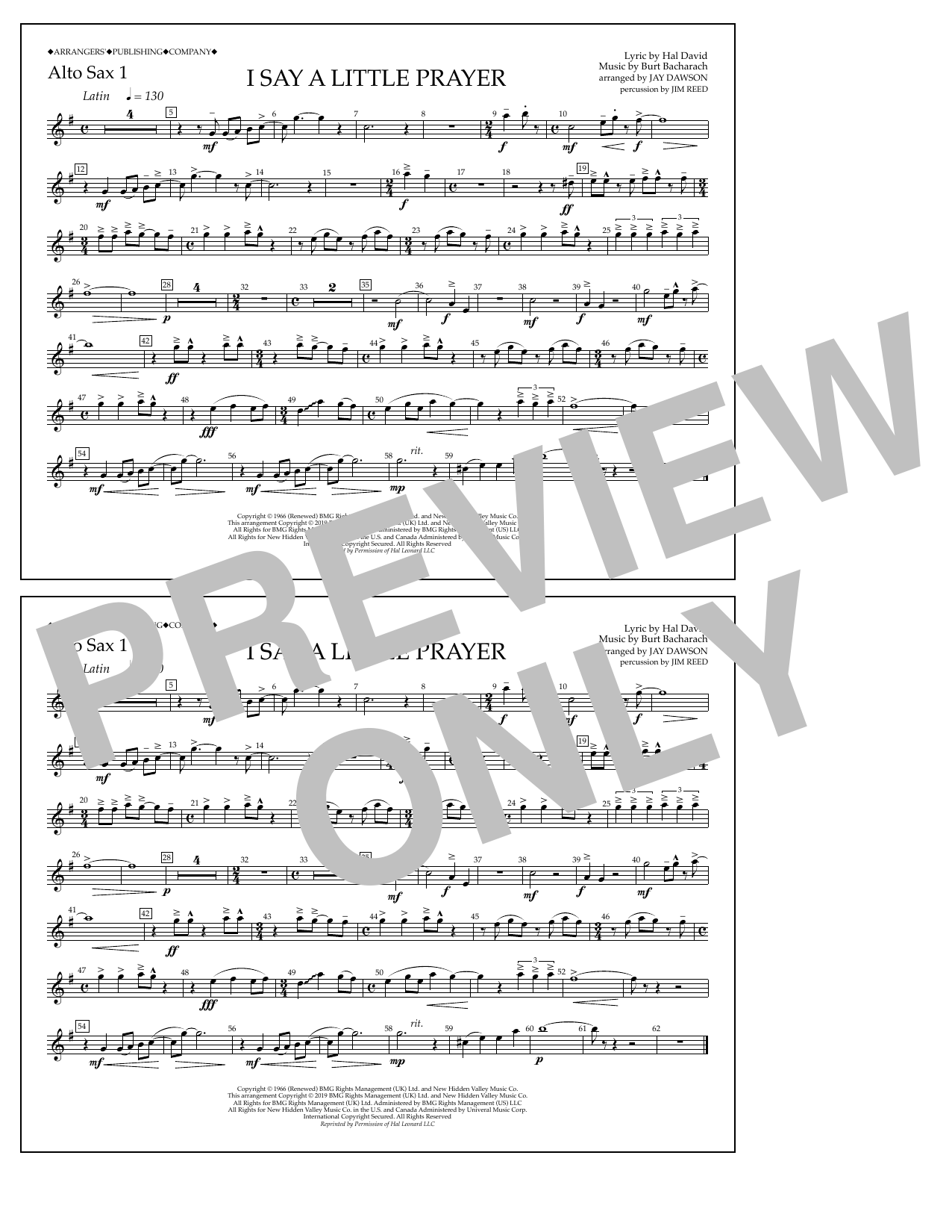 Produktbild zu: I Say a Little Prayer (arr. Jay Dawson) - Alto Sax 1