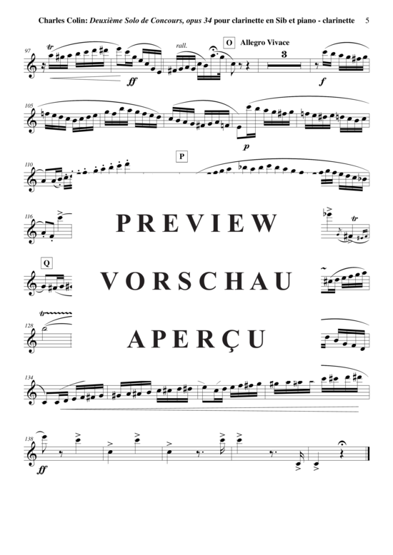 Product gallery: Page 17 of 17 Solo de Concours no. 2, Opus 34 , , (clarinet in Bb + piano)