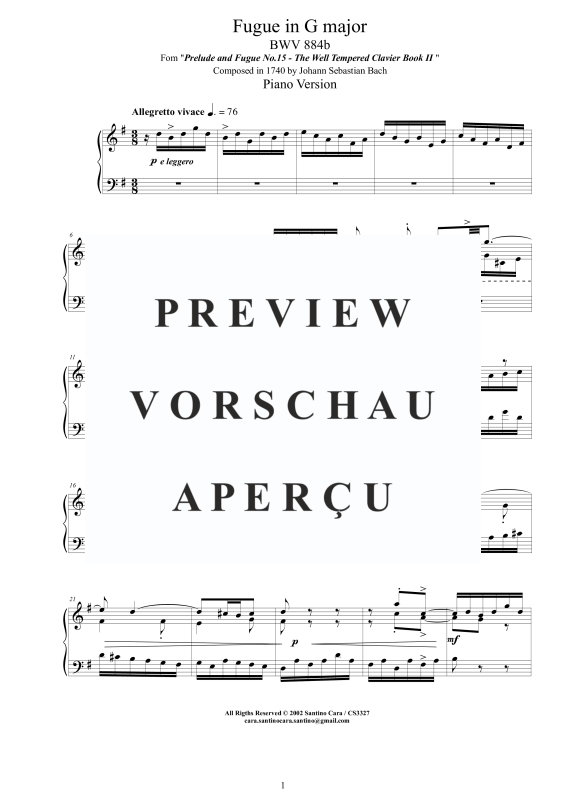 Produktgalerie: Seite 2 von 4 Fuge G-Dur BWV 884b, , Klavier Solo