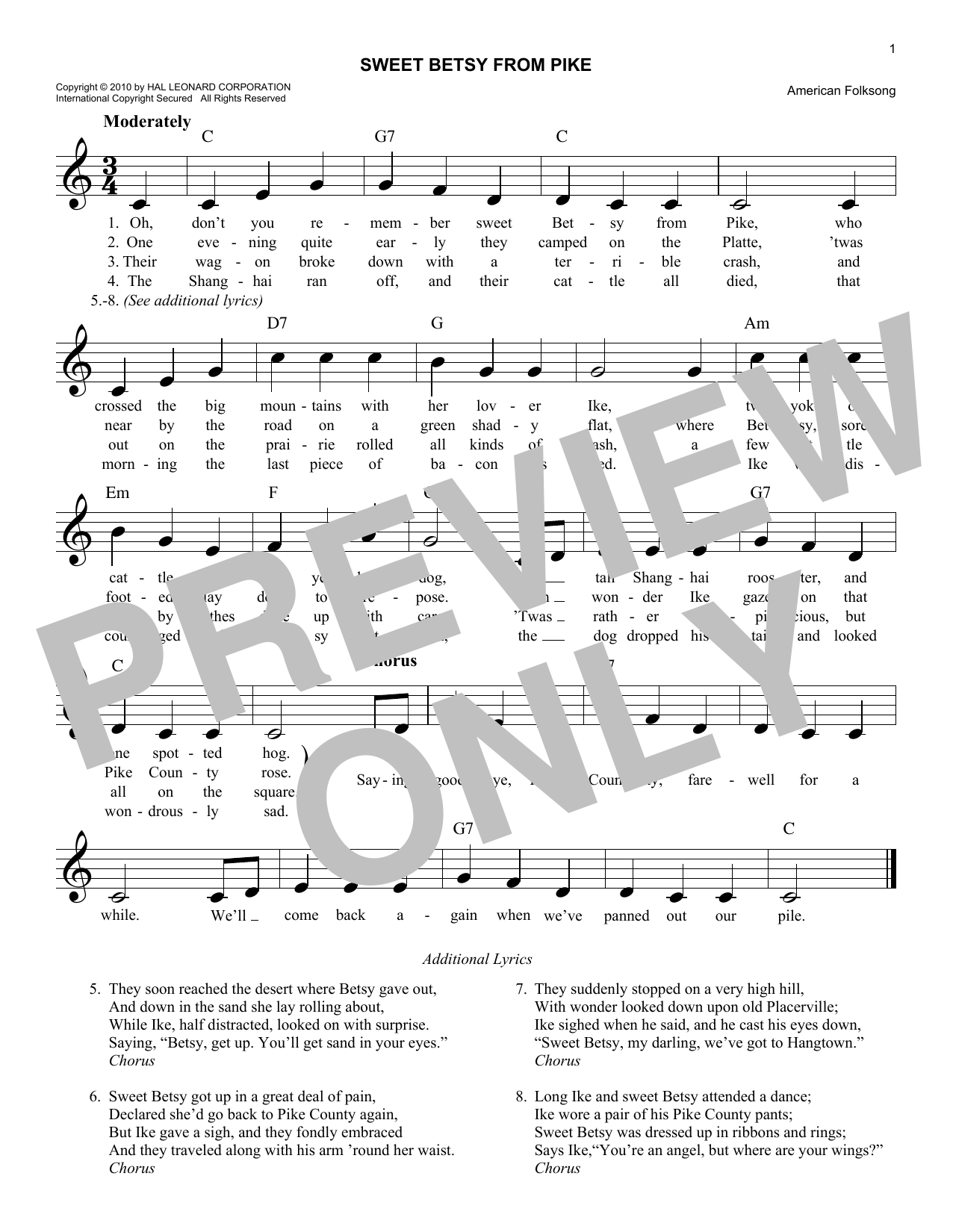 Produktgalerie: Seite 1 von 1 Sweet Betsy From Pike, American Folksong