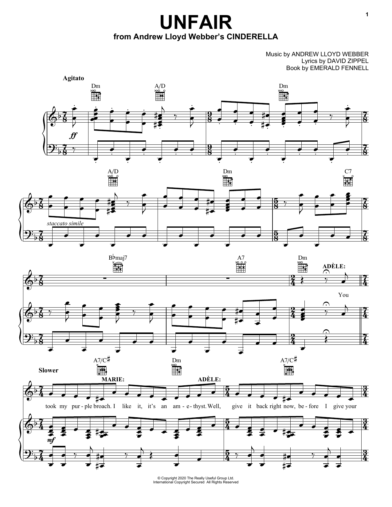 Product picture to: Unfair (from Andrew Lloyd Webber's Cinderella)