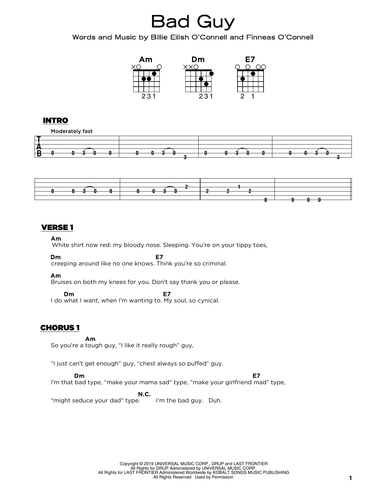 Produktgalerie: Seite 1 von 1 bad guy, Billie Eilish, Gitarre