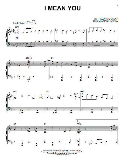 Product gallery: Page 1 of 1 I Mean You (arr. Brent Edstrom), Thelonious Monk