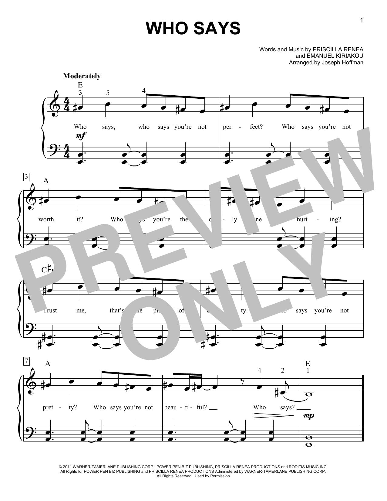 Produktgalerie: Seite 1 von 1 Who Says (arr. Joseph Hoffman), Selena Gomez and The Scene, Klavier