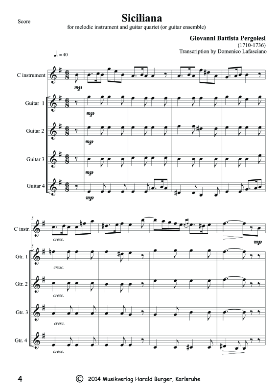 Produktgalerie: Seite 1 von 11 Siciliana, , Gitarren-Ensemble oder Melodieinstrument und Quartett Gitarre
