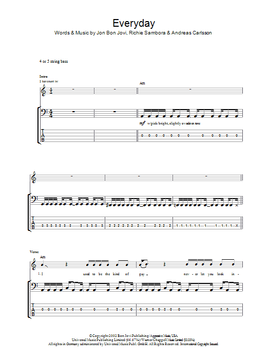 Produktgalerie: Seite 1 von 1 Everyday, Bon Jovi, E-Bass
