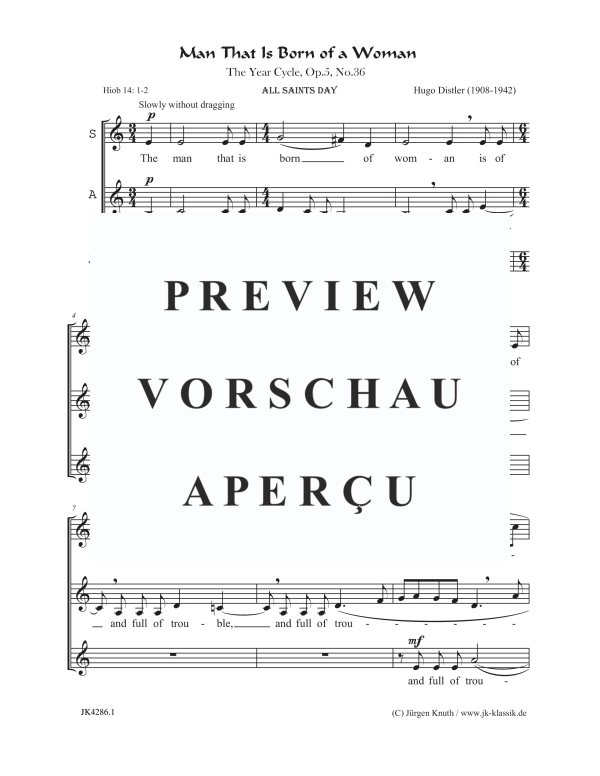 Produktgalerie: Seite 2 von 4 Man That Is Born of a Woman (The Year Cycle, Op.5, No.36), , Frauenchor