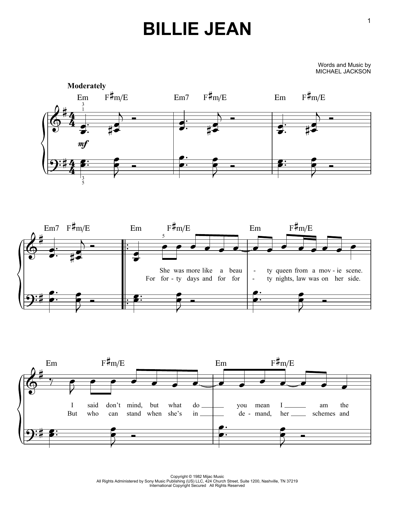 Produktgalerie: Seite 1 von 1 Billie Jean, Michael Jackson, Klavier